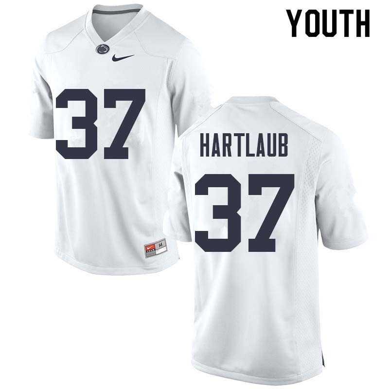 Youth #37 Drew Hartlaub Penn State Nittany Lions College Football Jerseys Sale-White